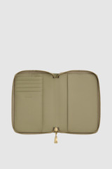 Internal product shot of the Oroton Marais Crackle Passport Wallet in Pistachio and Premium smooth leather for Women .