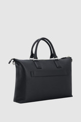 Back product shot of the Oroton Paxton Briefcase in Black and Premium pebble leather for Men .