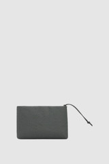 Back product shot of the Oroton Marais Texture Wristlet Pouch in Soot and Premium embossed leather for Women .