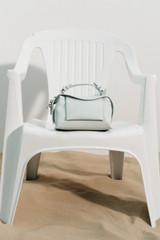 Detail product shot of the Oroton Mica Mini Bowler in Raindrop and Premium smooth leather for Women .