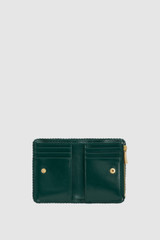 Internal product shot of the Oroton Marella Crackle Mini 10 Credit Card Zip Wallet in Emerald and Premium crackle leather for Women .