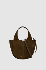 Front product shot of the Oroton Emilia Suede Mini Tote in Husk Brown and Premium cow suede leather for Women .