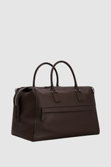 Back product shot of the Oroton Paxton Weekender in Dark Chocolate and Premium pebble leather for Men .