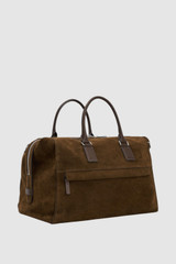 Back product shot of the Oroton Paxton Suede Weekender in Husk Brown and Premium Grade A velvet-finish cow suede leather for Men .