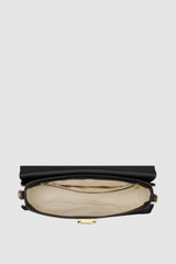 Internal product shot of the Oroton Finn Crackle Broguing Large Day Bag in Dark Chocolate and Premium crackle leather for Women .