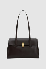 Front product shot of the Oroton Etta Work Bag in Dark Chocolate and Premium epi leather for Women .
