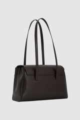 Back product shot of the Oroton Etta Work Bag in Dark Chocolate and Premium epi leather for Women .