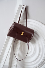 Detail product shot of the Oroton Etta Work Bag in Dark Chocolate and Premium epi leather for Women .