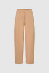 Front product shot of the Oroton Barrel Twill Leg Pant in Biscotti and 100% cotton fabric for Women .