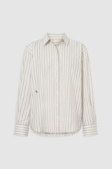 Front product shot of the Oroton Dobby Stripe Shirt in Whipped Cream and 100% cotton fabric for Women .