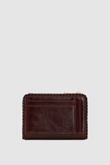 Back product shot of the Oroton Marella Crackle Mini 10 Credit Card Zip Wallet in Copper and Premium crackle leather for Women .