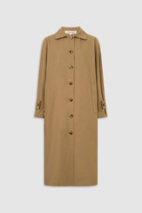 Front product shot of the Oroton Reversible Check Mac in Camel and 100% soft cotton fabric for Women .