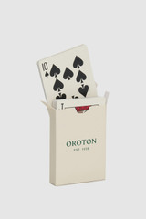 Back product shot of the Oroton Games Playing Cards in Pear and 310gsm Germany black core paper and  300gsm white cardboard for Women .