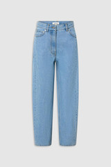Front product shot of the Oroton Barrel Leg Denim Jean in Light Vintage Wash and 100% cotton fabric for Women .