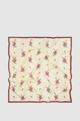 Front product shot of the Oroton Wallpaper Floral Scarf in Lemon and 100% silk twill fabric for Women .