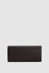 Back product shot of the Oroton Etta Large Wallet in Dark Chocolate and Premium epi split leather for Women .