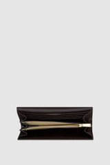 Internal product shot of the Oroton Etta Large Wallet in Dark Chocolate and Premium epi split leather for Women .