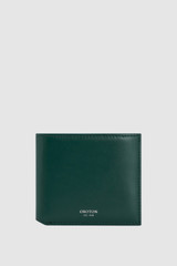Front product shot of the Oroton Jordan Crackle Bifold Wallet in Emerald and Premium crackle leather for Men .