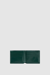Internal product shot of the Oroton Jordan Crackle Bifold Wallet in Emerald and Premium crackle leather for Men .