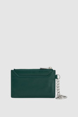 Back product shot of the Oroton Jordan Crackle Zip Wallet Keyring in Emerald and Premium crackle leather for Men .