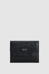 Front product shot of the Oroton Jordan Texture Card Pouch in Black and Premium textured leather for Men .