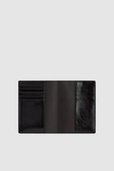 Internal product shot of the Oroton Jordan Crackle Passport Holder in Dark Chocolate and Premium crackle leather for Men .