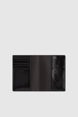 Internal product shot of the Oroton Jordan Crackle Passport Holder in Dark Chocolate and Premium crackle leather for Men .