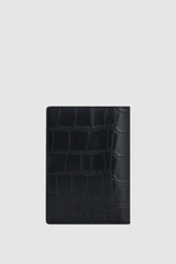 Back product shot of the Oroton Jordan Texture Passport Holder in Black and Premium textured leather for Men .