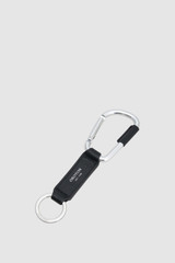 Front product shot of the Oroton Jordan Texture Carabiner Keyring in Black and Premium pebble leather for Men . IP:1