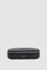 Front product shot of the Oroton Jordan Texture Zip Sunglasses Case in Black and Premium textured leather for Men .