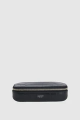 Front product shot of the Oroton Jordan Texture Zip Sunglasses Case in Black and Premium textured leather for Men .
