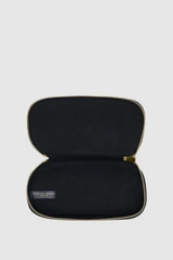 Internal product shot of the Oroton Jordan Texture Zip Sunglasses Case in Black and Premium textured leather for Men .