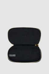 Internal product shot of the Oroton Jordan Texture Zip Sunglasses Case in Black and Premium textured leather for Men .