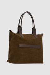 Front product shot of the Oroton Paxton Suede Tote in Husk Brown and Premium Grade A velvet-finish cow suede leather for Men .