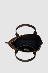 Internal product shot of the Oroton Paxton Suede Tote in Husk Brown and Premium Grade A velvet-finish cow suede leather for Men .