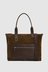 Back product shot of the Oroton Paxton Suede Tote in Husk Brown and Premium Grade A velvet-finish cow suede leather for Men .