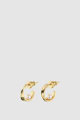 Front product shot of the Oroton Felicity Small Hoops in Pearl/Gold and Brass and 100% recycled sterling silver material for Women .