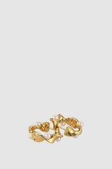 Detail product shot of the Oroton Felicity Huggies in Pearl/Gold and Brass and 100% recycled sterling silver material for Women .