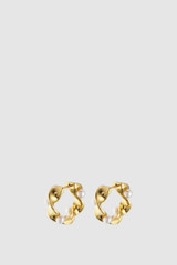 Front product shot of the Oroton Felicity Huggies in Pearl/Gold and Brass and 100% recycled sterling silver material for Women .
