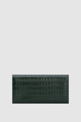 Back product shot of the Oroton Eve Texture Large ID Wallet in Evergreen and Embossed crocodile leather for Women .