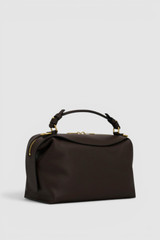 Back product shot of the Oroton Mica Bowler in Dark Chocolate and Premium pebble grain leather for Women .