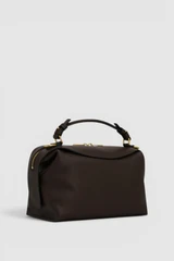 Back product shot of the Oroton Mica Bowler in Dark Chocolate and Premium pebble grain leather for Women .