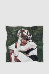 Front product shot of the Oroton The Swimmer Scarf in Olive and 100% silk twill fabric for Women .
