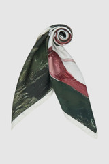 Front product shot of the Oroton The Swimmer Scarf in Olive and 100% silk twill fabric for Women .