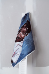 Detail product shot of the Oroton The Schoolboy Scarf in Smoke Blue and 100% silk twill fabric for Women .