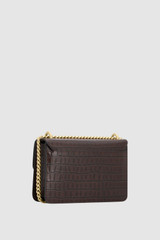 Back product shot of the Oroton Yvette Texture Small Clutch Day Bag in Coffee Bean Texture and Premium embossed crocodile leather for Women .