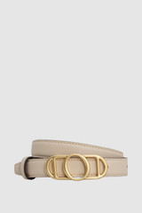 Front product shot of the Oroton Juliette Smooth Reversible Belt in Ecru/Cinnamon and Premium smooth leather for Women .