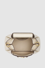 Internal product shot of the Oroton Juliette Bucket Bag in Ecru and Premium pebble leather for Women . IP:17