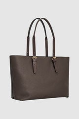 Back product shot of the Oroton Dylan Large Tote in Coffee Bean and Main body crafted from 100% pebble leather for Women .