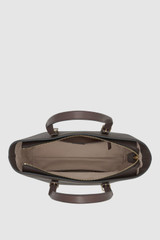 Internal product shot of the Oroton Dylan Large Tote in Coffee Bean and Main body crafted from 100% pebble leather for Women .